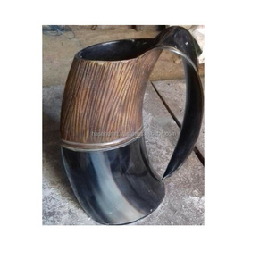 Taza de cuerno de sal vikingo hecha a mano Natural más vendida de supermercado para servir y beber en el hogar, hotel o restaurante - Product Image 1