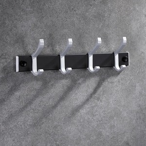 Royal Stan Aluminum Alloy <b>Hooks</b> 5 <b>Hooks</b> Black Adhesive Wall Mount For Kitchen Bathroom Coat Hat Door Use - Product Image 2
