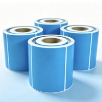 Rouleau d'étiquettes autocollantes bleues vierges, étiquettes personnalisées en transfert thermique couleur pour la marquage des stocks d'entrepôt