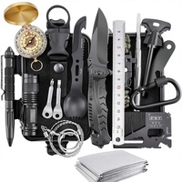 Kit de survie en plein air, boîte à outils de survie, trousse de secours pour l'aventure, voyage, voiture, auto-sauvetage, acrylique noir, Goose