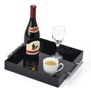 Glossy Black Acrylic TV Tray for Serving