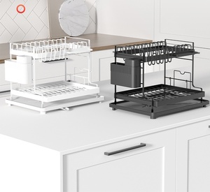 Estante para platos de cocina, soporte de almacenamiento para encimera, escurridor extraíble para platos multifunción de doble capa - Product Image 5