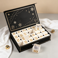 Boîte de calendrier de l'avent de Noël en carton écologique avec fermeture magnétique, design 12 jours, finition mate