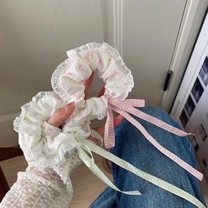 Ballet Style Spring and Summer Lace Scrunchies Sweet <strong>Tartan</strong> Webbing Bow Hair Accessories - Product Image 2