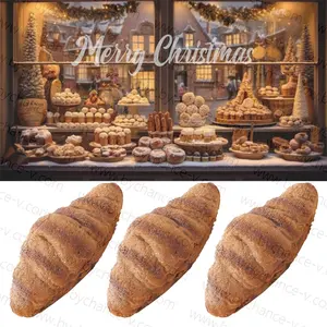 Peraga Dekorasi roti natal model Croissant Prancis gandum palsu PU untuk toko roti promo visual properti tampilan penjualan penjualan