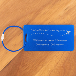 Logotipo personalizado, etiqueta para bolsa <span class=keywords><strong>en</strong></span> blanco grabada, oro rosa, azul, verde, recuerdo de boda, tripulación de crucero, viaje, etiqueta de equipaje de aluminio y Metal personalizada - Product Image 4