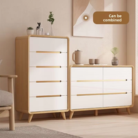 Commode à tiroirs multifonctionnelle en bois de pin européen moderne, faite à la main, grande capacité, design écologique, montage facile pour chambre à coucher