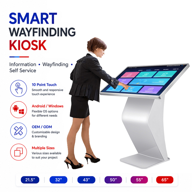 Floor Stand 32 43 55 65 Inch LCD Interactive Advertising TV Display Shopping Mall Information Inquiry Touch Screen Kiosk