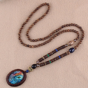 Türük DAICY toptan Boho takı erkekler Vintage ahşap boncuk kolye el yapımı Nepal uzun ahşap kolye - Product Image 3