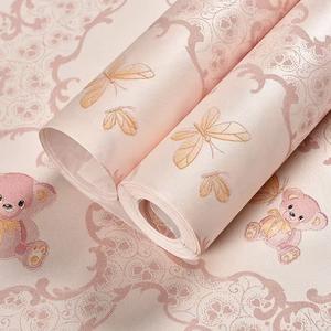 Papel Tapiz Autoadhesivo de Osito de Peluche de Dibujos Animados en Rosa Cálido para Pared de Fondo de Dormitorios Infantiles y Cocinas Diseño Lindo para Habitaciones de Niñas - Product Image 1