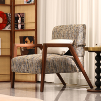 Fauteuil de loisirs moderne en bois massif, fauteuil d'appoint rembourré, siège inclinable ergonomique pour salon et hôtel