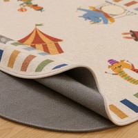 Tapis rond amovible et lavable pour enfants, motif cirque, tapis de jeu détachable pour chambre d'enfant