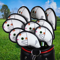 Ensemble de housses de tête de fer de golf en cuir PU de qualité supérieure, brodées, pour hommes et femmes