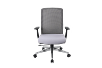 Chaise de bureau ergonomique à dossier moyen en maille TUV Classe 4 avec vérin à gaz, accoudoirs réglables 2D, support lombaire, base en aluminium et roulettes en PU