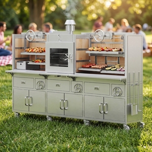 Parrilla Argentina Comercial de Carbón y Leña de Doble Cara con Superficie Antiadherente, Carro de Acero Inoxidable, Santa Grill - Product Image 1