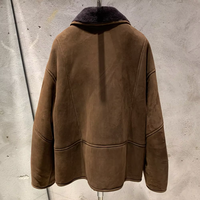 Veste en peau de mouton surdimensionnée pour femmes, véritable daim mat brun foncé, manteau en peau de mouton