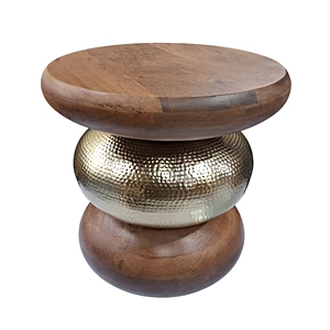 Modern <b>Round</b> Coffee <b>Table</b> Wood Top <b>Gold</b> Metal Base Contemporary Living Room Furniture Handmade Accent <b>Table</b> - Product Image 1