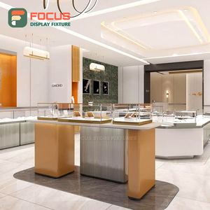 Luxury Glass Jewelry Display Cabinet <b>Wooden</b> Jewelry Counter High End Jewelry Display Rack LED Light Display <b>Unit</b> - Product Image 1