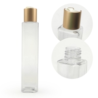 Flacon cosmétique carré vide en PET à presser, 100ml 150ml 200ml, emballage personnalisé pour soins de la peau avec bouchon disque doré