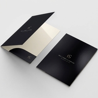 Porte-documents noir 9x12, dossier de présentation personnalisé imprimé A4 A5 pour entreprise, bureau, affaires, avec poche