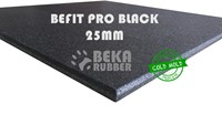 Dalles de sol sportives en caoutchouc SBR recyclé noir BEFIT PRO 25 mm, moulées à froid, 1 m x 1 m, haute densité, haute absorption des chocs, usage intensif