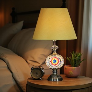 Lampe en verre de nouveau style avec finition classique Art turc lampe de table à double lumière en verre multicolore faite à la main - Product Image 2