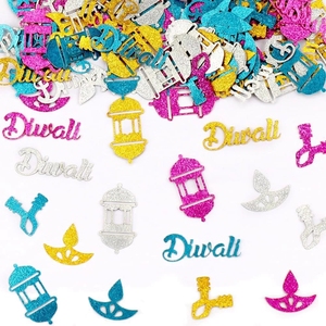 100 pièces de confettis Diwali, décorations de table <span class=keywords><strong>en</strong></span> papier pailleté doré, décorations de fête, Fête des Lumières, fournitures Deepavali pour la table à manger à la maison - Product Image 1