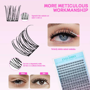 प्री-मेड वाइपी प्रशंसकों की आंखों से बनी आंखों की धूल भरी हुई 18 मिमी नरम प्राकृतिक लैश क्लस्टर पूर्ण पट्टी 18 मिमी क्लस्टर पलक - Product Image 3