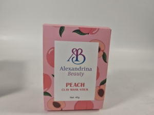 Boîte d'emballage en papier coulissante pour masque en <span class=keywords><strong>argile</strong></span> de pêche imprimé sur mesure, personnalisation disponible - Product Image 1