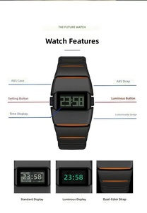 Retro Futuristic Fashion <strong>Digital</strong> Luminous Plastic Band <strong>Waterproof</strong> Men's Quartz <strong>Watch</strong> with Pointer Display 3BAR <strong>Watch</strong> - Product Image 2