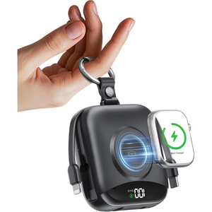 Porte-clés Power Bank 10000mAh avec écran LED, câbles intégrés, charge rapide 22.5W <span class=keywords><strong>pour</strong></span> téléphone IOS, Android, montre connectée, chargeur portable - Product Image 1