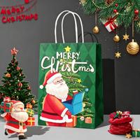 Frohe Weihnachten Rot-Grüne Kraftpapier-Geschenktüten, Neujahrs-Feiertagstaschen Individuell Bedruckte Geschenkverpackungstüten für Weihnachten Großhandel