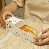 Boîte d'emballage personnalisée de 14x6.3x6.5cm pour salade cuite et Toast, tiroir d'emballage jetable pour Sandwich et pâtisserie, boîtes en papier