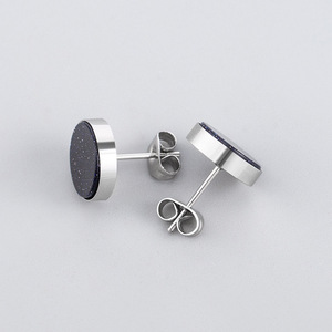 Pendientes de Acero de Titanio con Piedra de Arcilla Púrpura Cielo Nocturno, Diseño Geométrico Minimalista, Joyería de Moda Unisex - Product Image 2