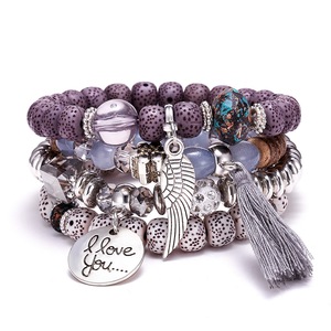 Venta caliente joyería de moda '<span class=keywords><strong>I</strong></span> <span class=keywords><strong>Love</strong></span> You' Charm colgante ala pulsera mujeres flecos cuentas pulsera - Product Image 1