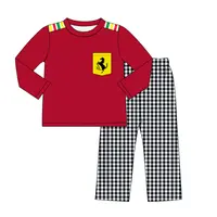 Conjunto de pantalones a cuadros para bebé, conjunto de pantalones con diseño de rayas y hombros, color rojo y principal, con logotipo de Ferrari, nuevo diseño, 2022