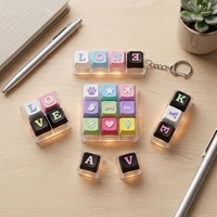 Pendentif de clavier mécanique anti-stress imprimé en 3D avec motif DIY, base transparente, porte-clés tactile, 9 touches