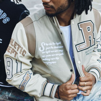 Blouson Oem personnalisé en chenille avec broderie du logo universitaire Letterman veste Hip Hop Streetwear blouson d'aviateur à boutons vintage en cuir pour hommes
