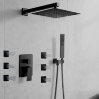 Ensemble de douche mural moderne en acier inoxydable noir mat avec mitigeur à bouton unique et cartouche céramique pour hôtels et salles de bain résidentielles