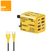 Chargeur de téléphone portable à charge rapide 240 W GAN 8 ports QC3.0 4 ports USB Type C PD Adaptateur mural EU/US/UK pour iPhone 18 17 Pro