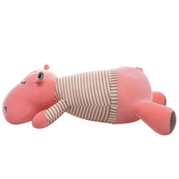 Couverture de sieste et oreiller 2-en-1 en peluche, motif éléphant et hippopotame mignons, confortable, pour le sommeil des enfants, adaptée à la climatisation