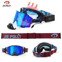 Lunettes de ski personnalisées Jiepolly Fabricant antibuée Lentille magnétique Vente en gros Uv400 Lunettes de snowboard chauffa