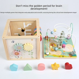 Giocattoli Montessori <span class=keywords><strong>per</strong></span> Neonati, Giochi Interattivi Sensoriali <span class=keywords><strong>per</strong></span> Bambini, Cubo di Attività in Legno Grande <span class=keywords><strong>per</strong></span> Ordinare e Impilare - Product Image 5
