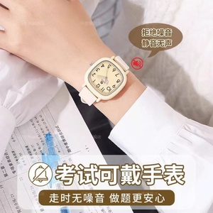 นาฬิกาข้อมือสายหนังสี่เหลี่ยมสีแอปริคอทสำหรับนักเรียนหญิง นาฬิกาควอตซ์มินิมอลสุดฮิตในโลกออนไลน์ที่มีคุณค่าสูง - Product Image 2