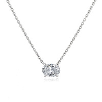 Collier solitaire classique en moissanite blanche plaqué or blanc sur argent sterling 925, bijoux de mariage de luxe