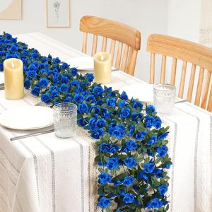 <b>Artificial</b> <b>Flower</b> Garland Fake Blue Roses Vines Silk <b>Flowers</b> Outdoor Hanging for Wedding Arch Home <b>Wall</b> Backdrop Room Decor - Product Image 3