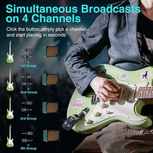 Lekato <b>Wireless</b> Guitar System WS-80 Transmitter <b>Receiver</b> 2.4GHz Rechargeable Audio for Guitar - Product Image 6