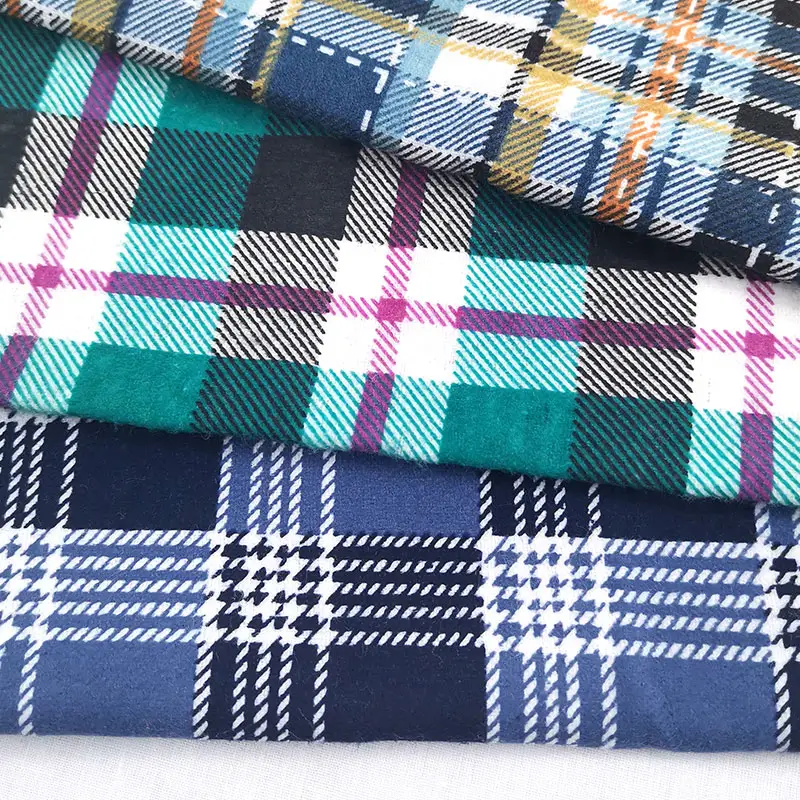 Wholesale 100% Cotton Printed Plaid Men's Shirt Pajamas Flannel Fabric Pakistan