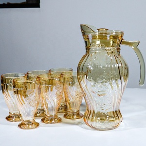 Service à thé en verre transparent de style moyen-oriental avec logo personnalisé de luxe, <span class=keywords><strong>carafe</strong></span> à eau froide, <span class=keywords><strong>pichet</strong></span>, pot à eau en verre - Product Image 1