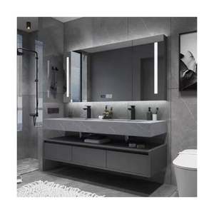 Easy Install Contain Smart Led Defogging <b>Mirror</b> Cabinet Smart Sensor <b>Light</b> White Faucet Bathroom <b>Vanity</b> with Sink - Product Image 1